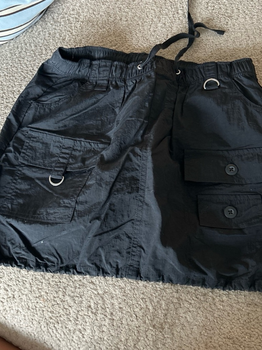Love Tree Black Utility Cargo Mini Skirt with Ring Accents